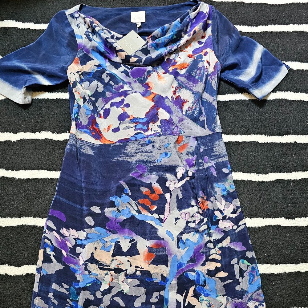 Anthropologie Coquille Japonica Silk Water Color Dress Size 4 - Picture 6 of 10